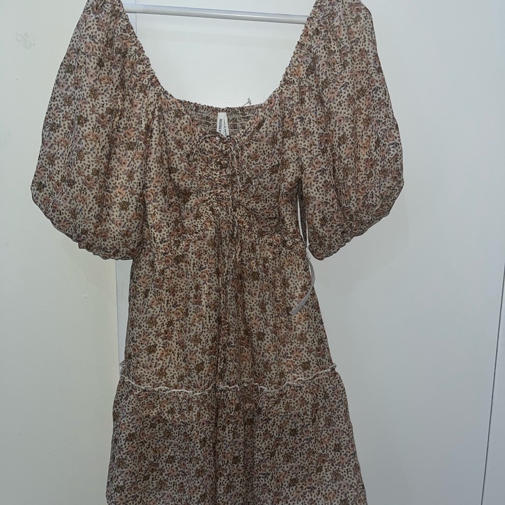 Live 4 Truth Brown Tan Puff Sleeve Sundress